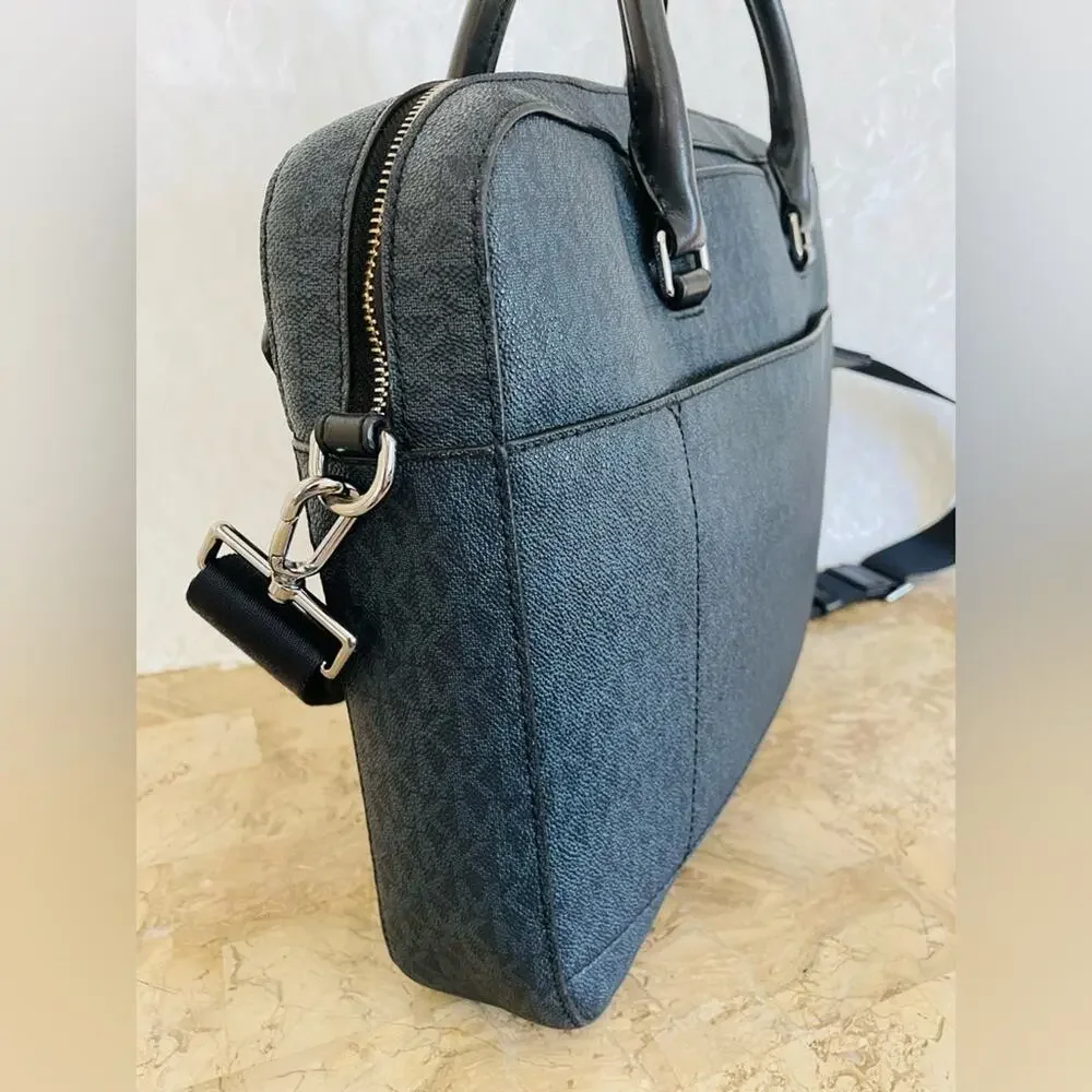MICHAEL KORS Harrison blue/navy leather briefcass